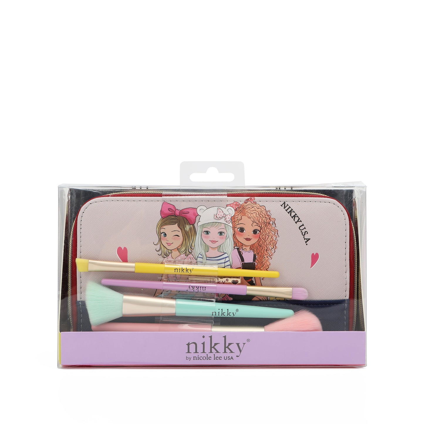 SET DE PINCELES DE MAQUILLAJE CON ESTUCHE NIKKY