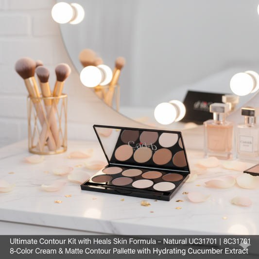 Ultimate Contour Kit with Heals Skin Formula – Natural Glow – UC31701 | 8-Color Cream & Matte Contour Palette with Hydrating Cucumber Extract